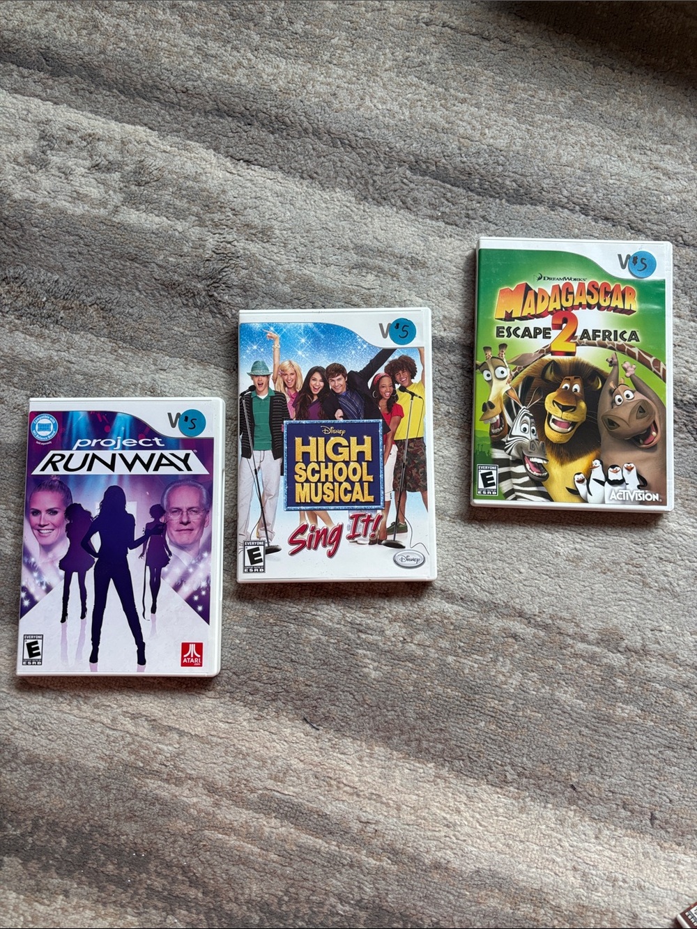 Disney High School Musical Sing It!, Project Runway, and Madagascar Wii Games!